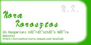 nora korosztos business card